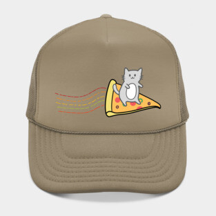 Pizza surfing Cat in Space Hat