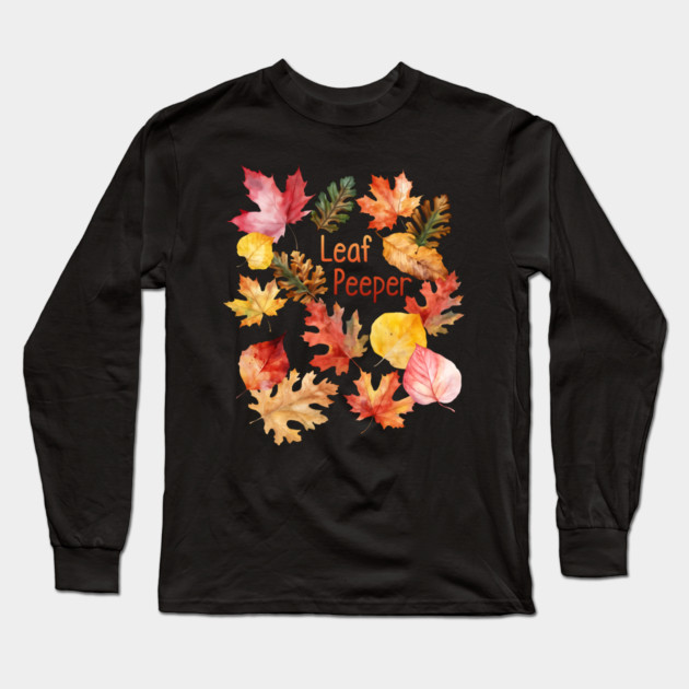 Watercolor Leaf Peeper Long Sleeve T-Shirt by HolidayBug