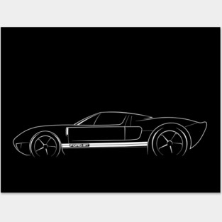 Ford GT - profile stencil, white Posters and Art