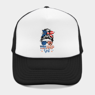 Trump Girl Messy Bun Bandana Sunglasses American Flag Trump 2024 Supporters Gifts Hat