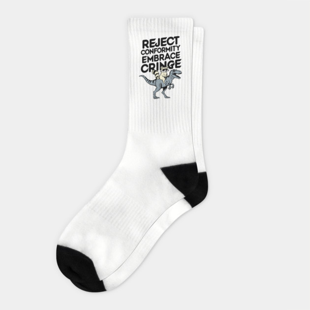 Reject Conformity Embrace Cringe Funny Non Conformist Socks by Anticorporati