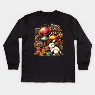 Steampunk Mid Autumn Festival Kids Long Sleeve T-Shirt