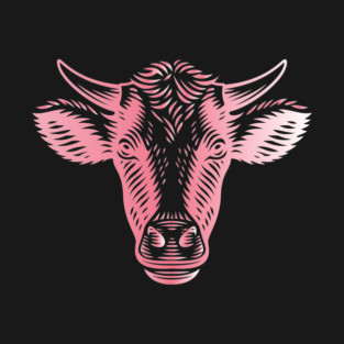 Beautiful cow sketch in pink T-Shirt