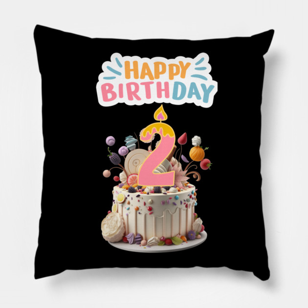 Happy Birthday 2th Pillow by BlackMeme94