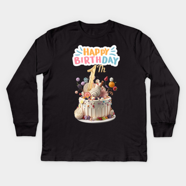 Happy Birthday 1th Kids Long Sleeve T-Shirt by BlackMeme94