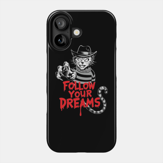 Follow Your Dreams Halloween Creepy Cat Phone Case by Anticorporati