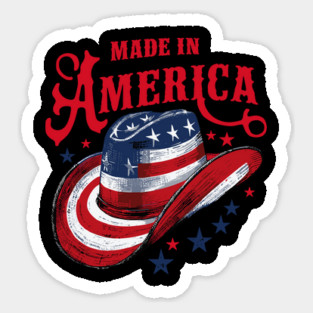 Made in America Patriotic Western Cowboy Hat Magnet