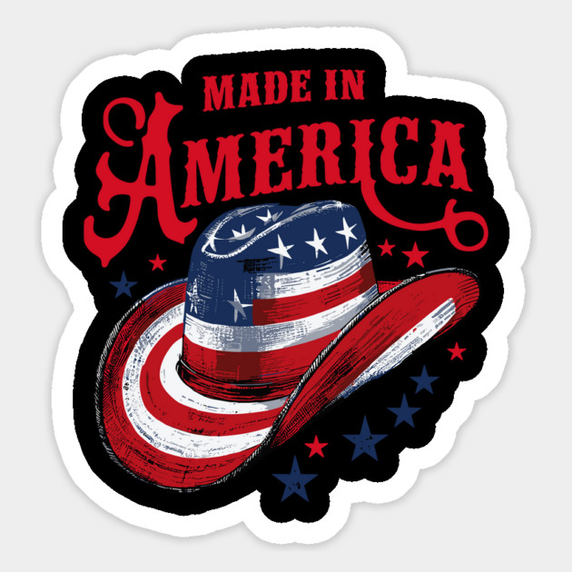 Made in America Patriotic Western Cowboy Hat Magnet by Anticorporati
