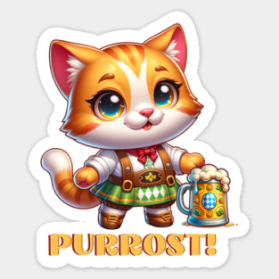 Oktoberfest Cat Prost! Sticker