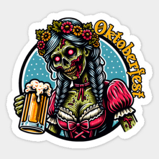 Oktoberfest Zombie Barmaid Sticker