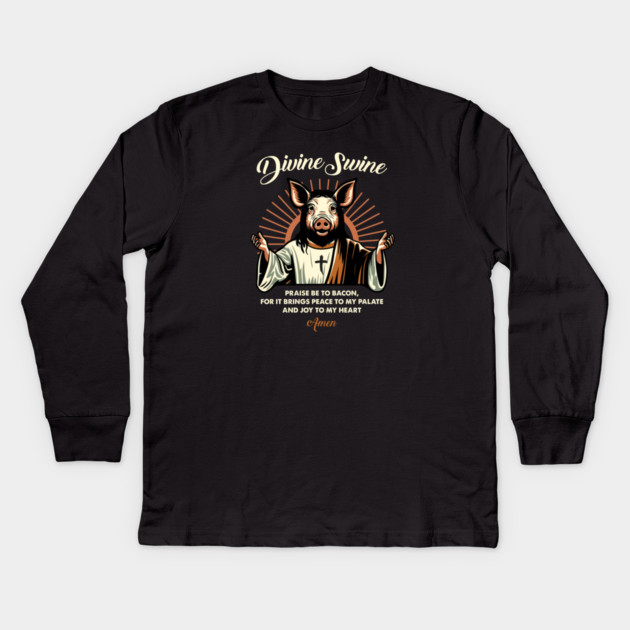 DIVINE SWINE Kids Long Sleeve T-Shirt by artslaves