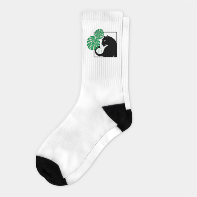 Panther and Monstera Plant Socks by DickinsonDesign