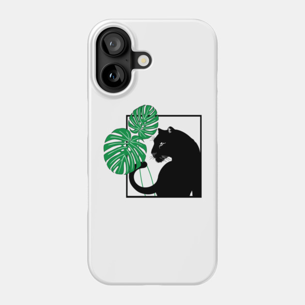 Panther and Monstera Plant Phone Case by DickinsonDesign