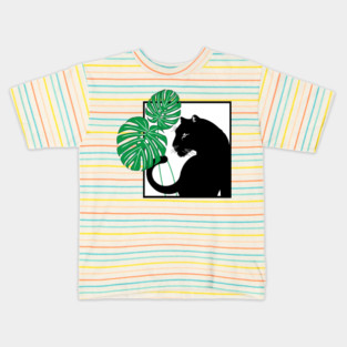 Panther and Monstera Plant Kids T-Shirt