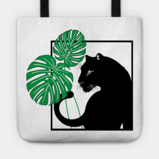 Panther and Monstera Plant Tote