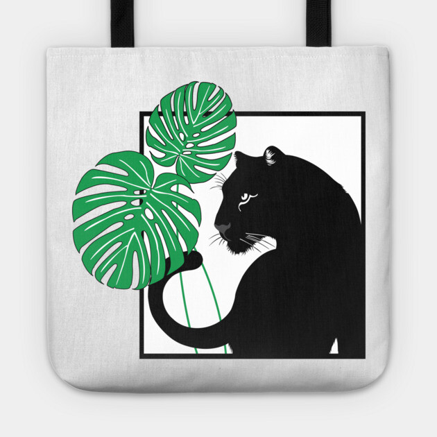 Panther and Monstera Plant Tote by DickinsonDesign