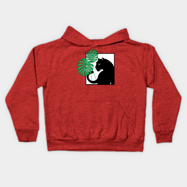 Panther and Monstera Plant Kids Hoodie by DickinsonDesign