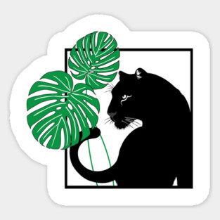 Panther and Monstera Plant Sticker