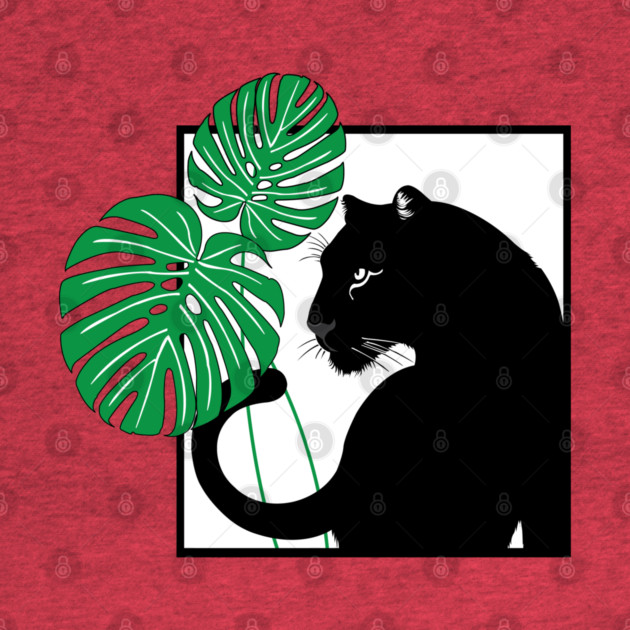 Panther and Monstera Plant by DickinsonDesign