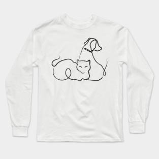Cat and Dog Simple Long Sleeve T-Shirt