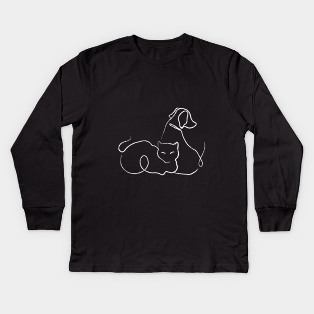 Cat and Dog Kids Long Sleeve T-Shirt by DickinsonDesign