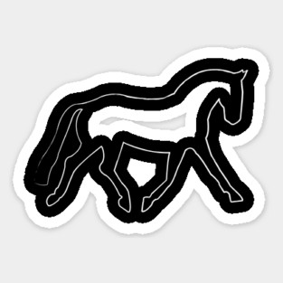 Dressage Horse Simple Line Brushed Sticker