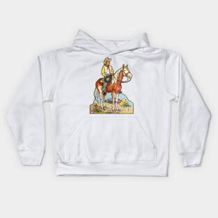 Vintage 70s Style Cowboy Illustration Kids Hoodie