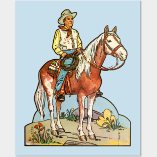 Vintage 70s Style Cowboy Illustration Posters and Art