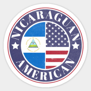Proud Nicaraguan-American Badge - Nicaragua Flag Sticker