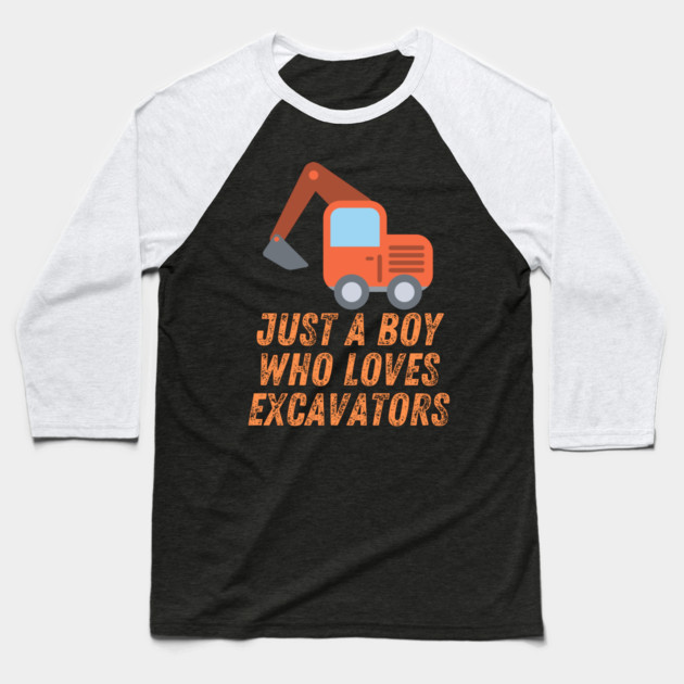 Just a boy who loves excavators Baseball T-Shirt by BlackMeme94