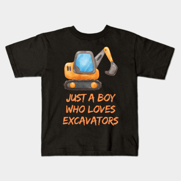 Just a boy who loves excavators Kids T-Shirt by BlackMeme94