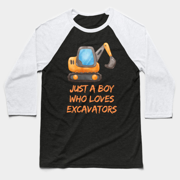 Just a boy who loves excavators Baseball T-Shirt by BlackMeme94