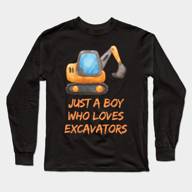 Just a boy who loves excavators Long Sleeve T-Shirt by BlackMeme94
