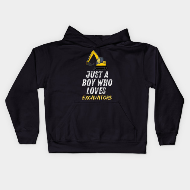 Just a boy who loves excavators Kids Hoodie by BlackMeme94