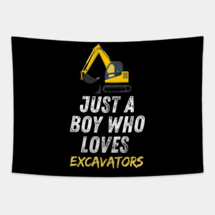 Just a boy who loves excavators Tapestry