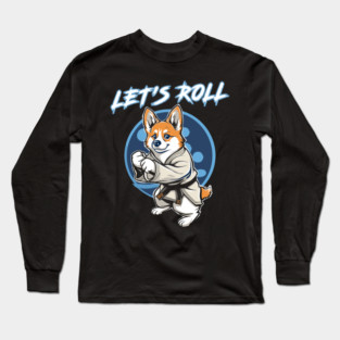 Cute Corgi in Jiu Jitsi Gi BJJ Life Karate Taekwondo Lovers Long Sleeve T-Shirt