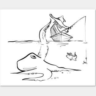 Hat Snatching Octopus (Dark) Posters and Art