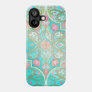 Floral Moroccan in Spring Pastels - Aqua, Pink, Mint & Peach Phone Case
