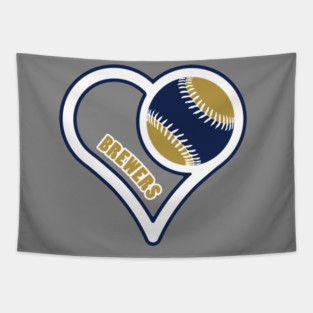I Heart Milwaukee Brewers Baseball Tapestry