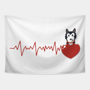 husky dog love Tapestry