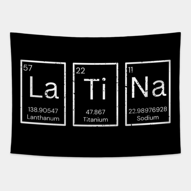 'La-Ti-Na' Latina periodic Table of Chemistry Elements Tapestry by MakerMind8.2