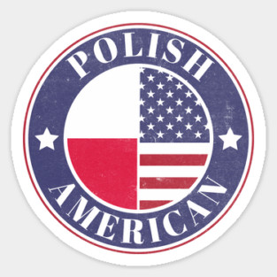 Proud Polish-American Badge - Poland Flag Sticker
