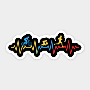 Triathlete Heartbeat Line Sticker