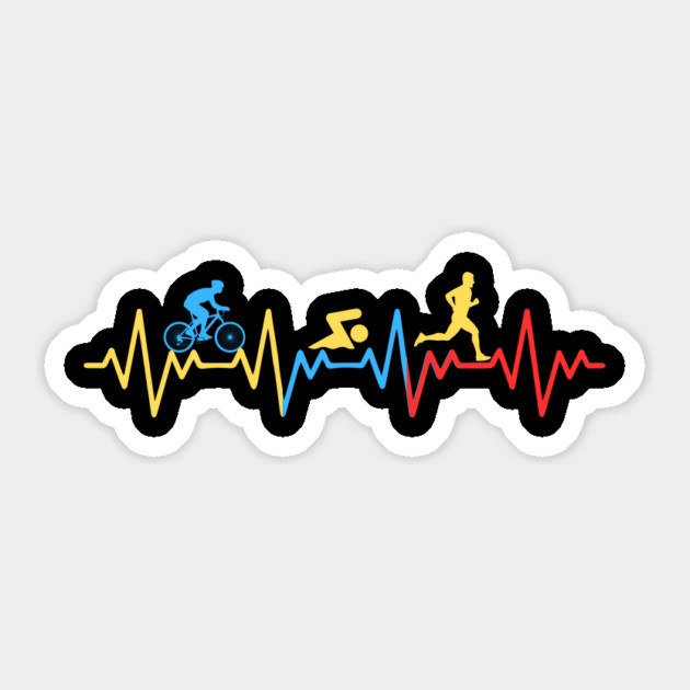 Triathlete Heartbeat Line Sticker by The WYLD Tribe