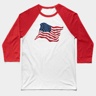 American Pride USA Flag Waving Baseball T-Shirt
