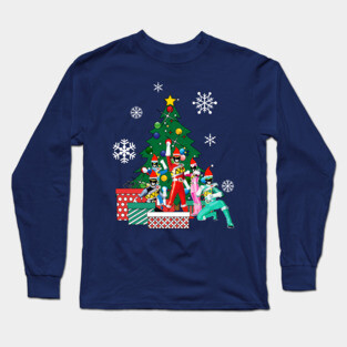 Power Rangers Around The Christmas Tree Long Sleeve T-Shirt