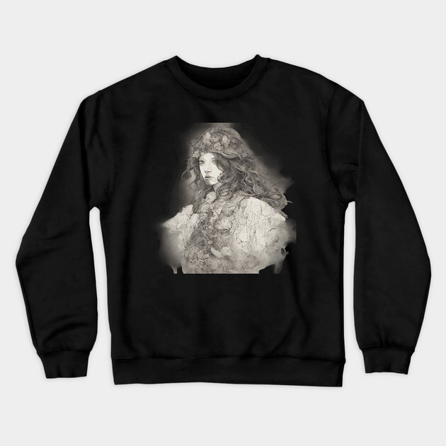 Grayscale Artistic Representation Features a Person Crewneck Sweatshirt by animegirlnft