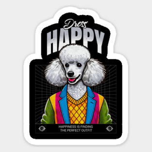 Dress Happy Cute Poodle Dog Image Sticker