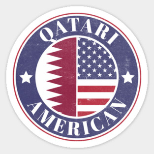 Proud Qatari-American Badge - Qatar Flag Sticker