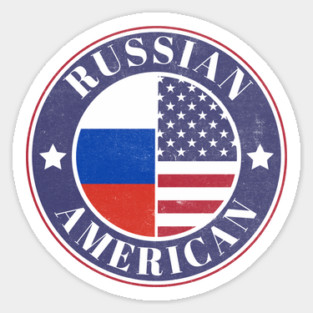 Proud Russian-American Badge - Russia Flag Sticker